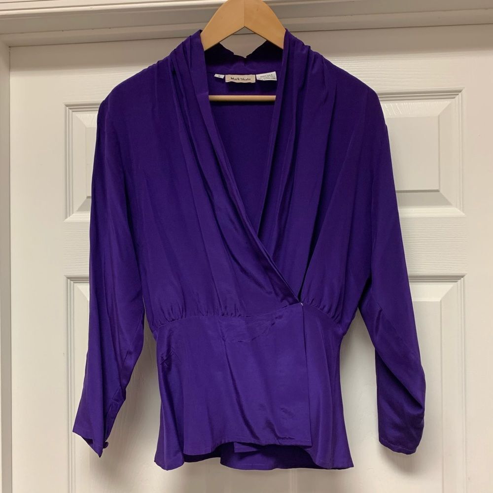 Vintage Mark Shale Purple Silk Blouse sz 8